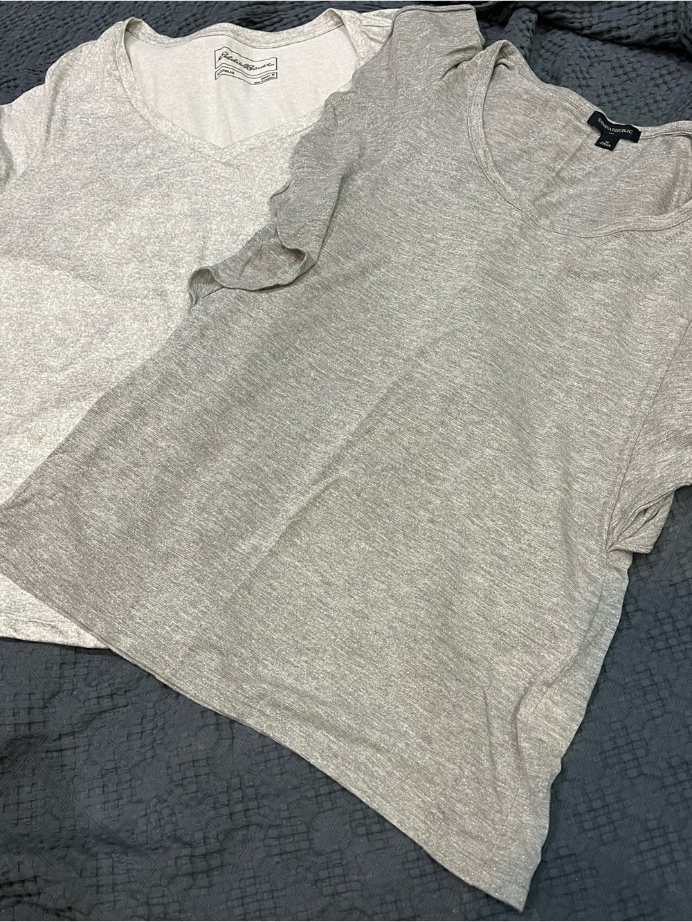 Banana republic flutter sleeve top and Eddie Bauer sleep shirt medium grey